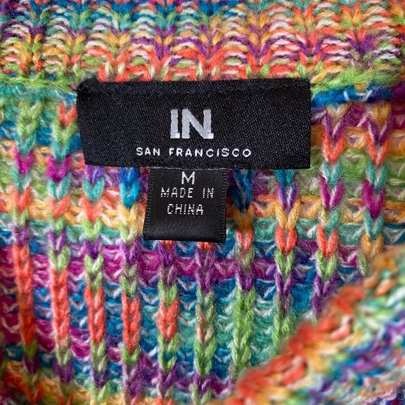 IN San Francisco Multicolor Pastel Cropped Long Sleeve Sweater NWOT Size Medium - Picture 5 of 15